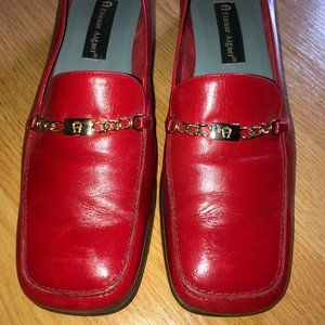 Vintage Red Leather Loafers